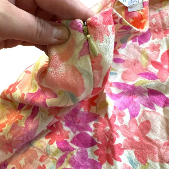 LOFT 100% Linen Brightly Colored Colorful Floral Print Lightweight Cool Size 14P - Picture 10 of 10
